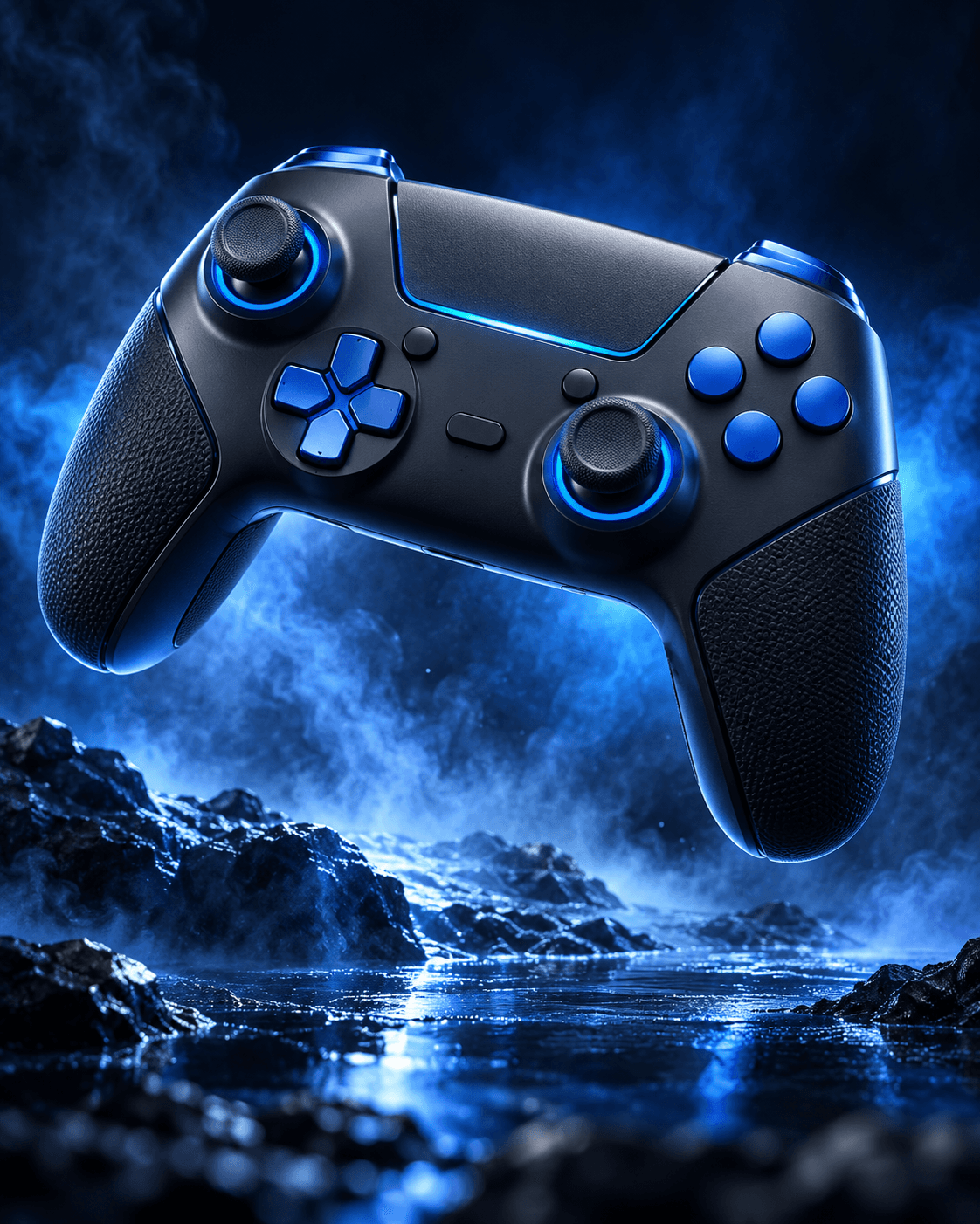 Blue and graphite game controller